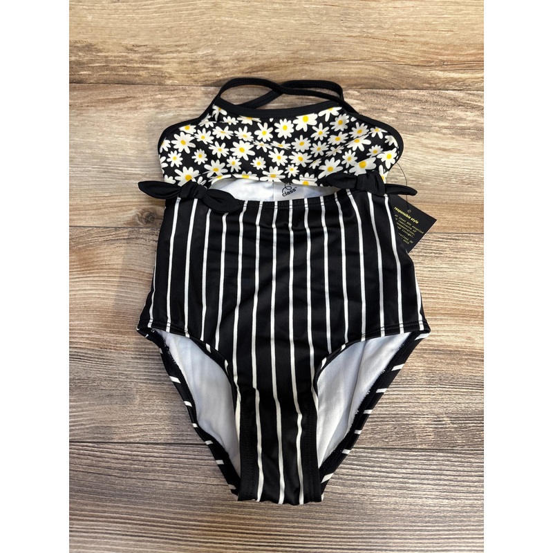 NEW Art Class 1pc Floral Striped Swimsuit Black sz 4-5T Black 4T