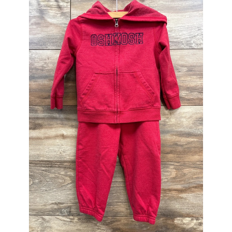 Oshkosh 2pc Full Zip Hoodie & Joggers Red sz 24m Red 24m