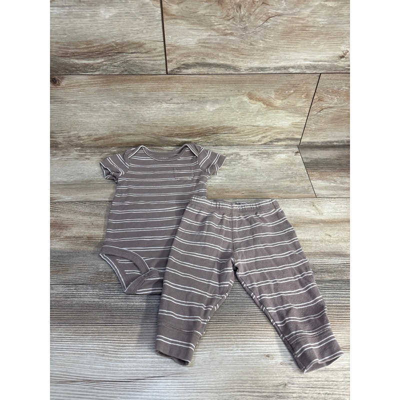 Carter’s 2pc Striped Bodysuit & Pants Brown sz 6m Brown 6m