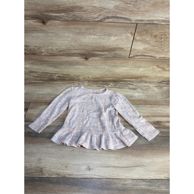 Cat & Jack Waffle Knit Peplum Shirt Pink sz 4T Pink 4T