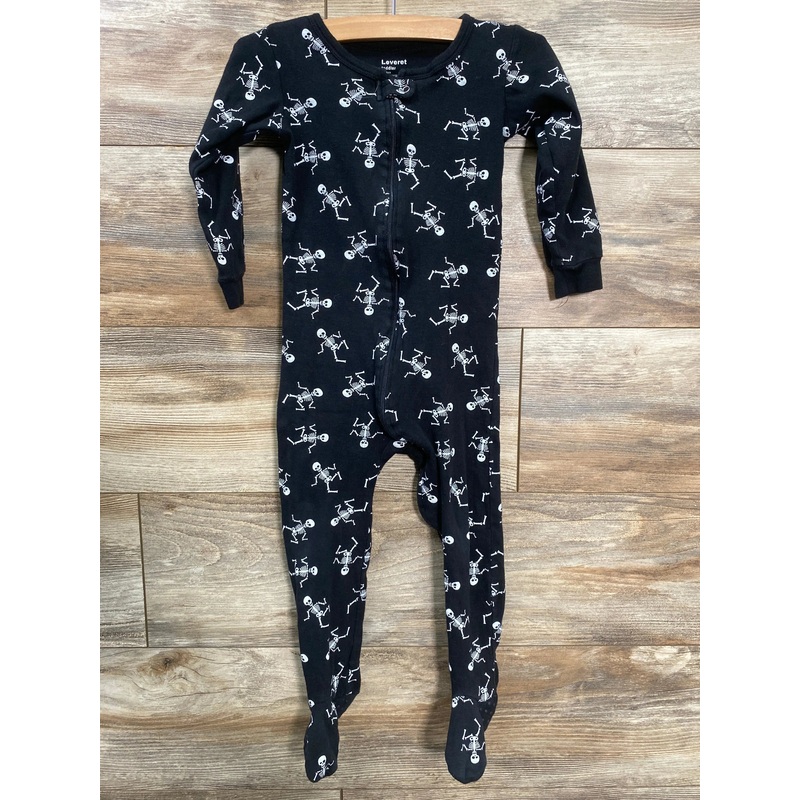 Leveret Skeleton Footed Pajama Sleeper Black sz 4T