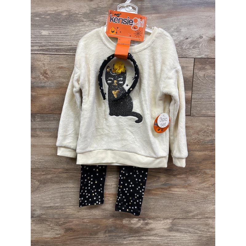 NEW Kensie Girl 3pc Plush Sweatshirt + Leggings + Headband White sz 4T White 4T