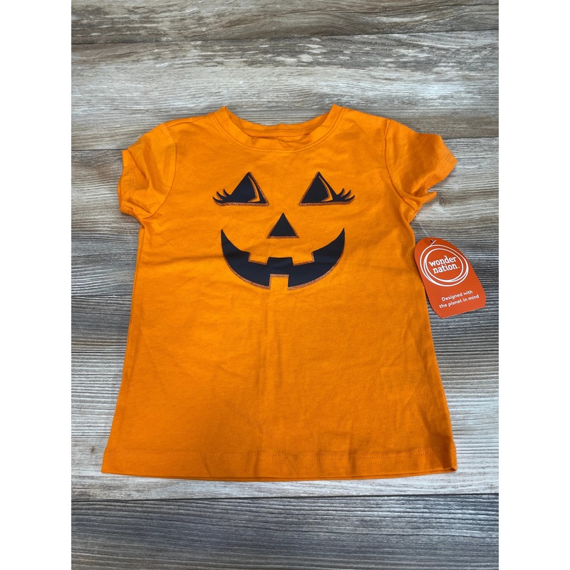 NEW Wonder Nation Pumpkin Face Tee Orange sz 4-5T