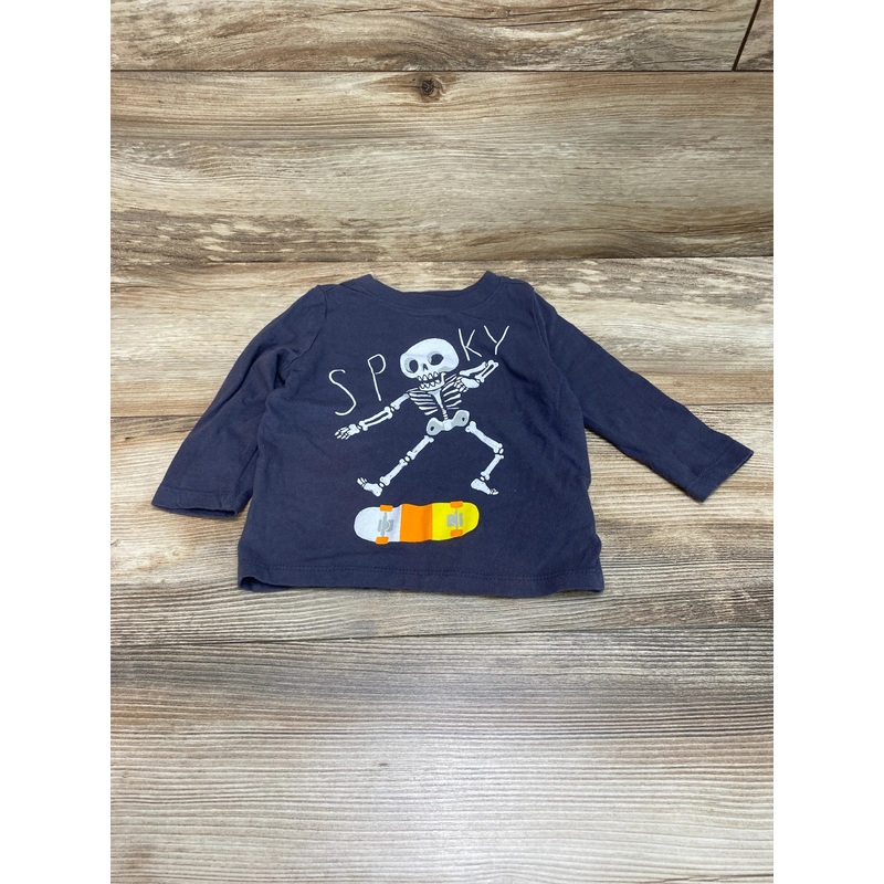 Old Navy Long Sleeve Spooky Skeleton Shirt Grey Sz 12-18m