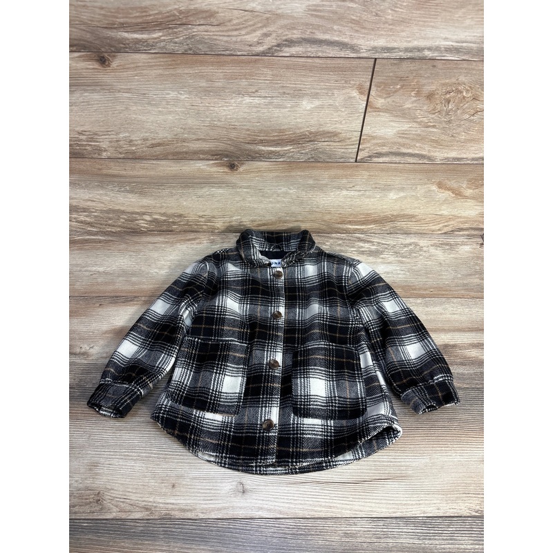 Old Navy Soft-Brushed Plaid Shacket Black sz 4T Black 4T