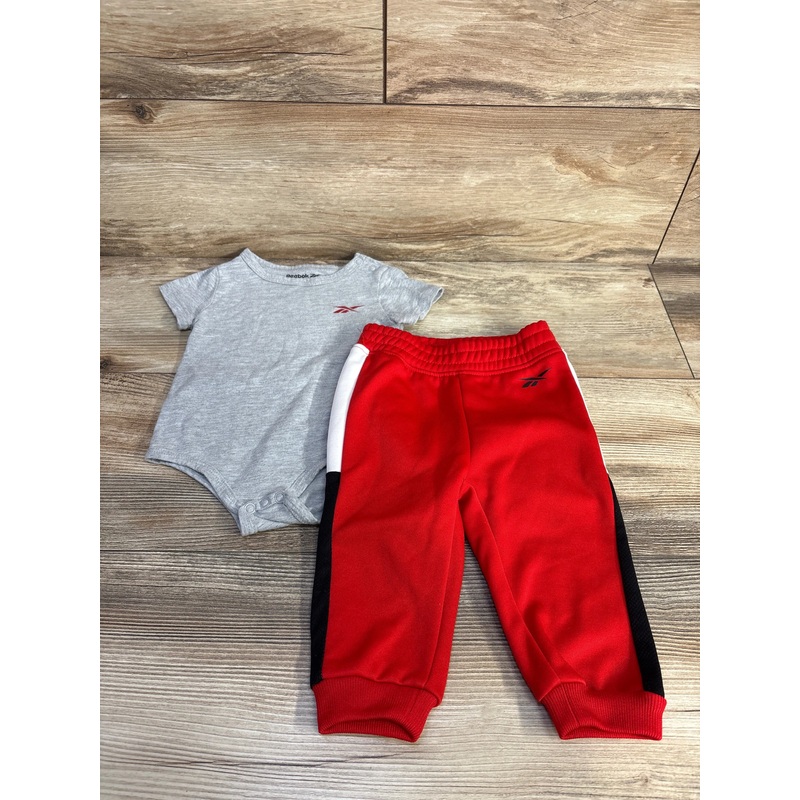 Reebok 2pc Bodysuit & Joggers Grey/Red sz 3-6m Grey 3m