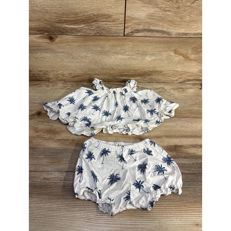 RJC 2pc Palm Tree Print Top & Bottoms Set White sz 6m White 6m