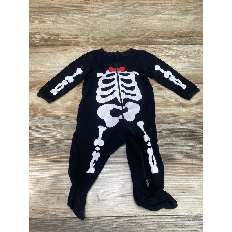 Skeleton Sleeper With Bow Black Sz 6-9m