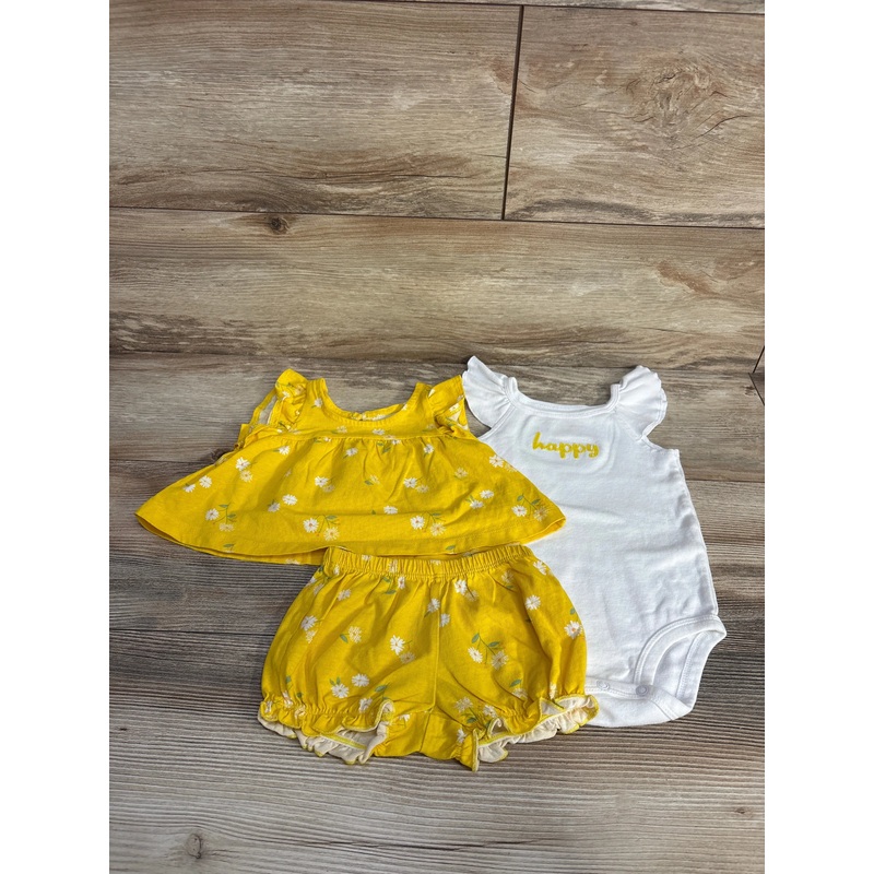 Just One You 3pc Floral Bodysuit + Top + Skirt White/Yellow sz 6m Yellow 6m