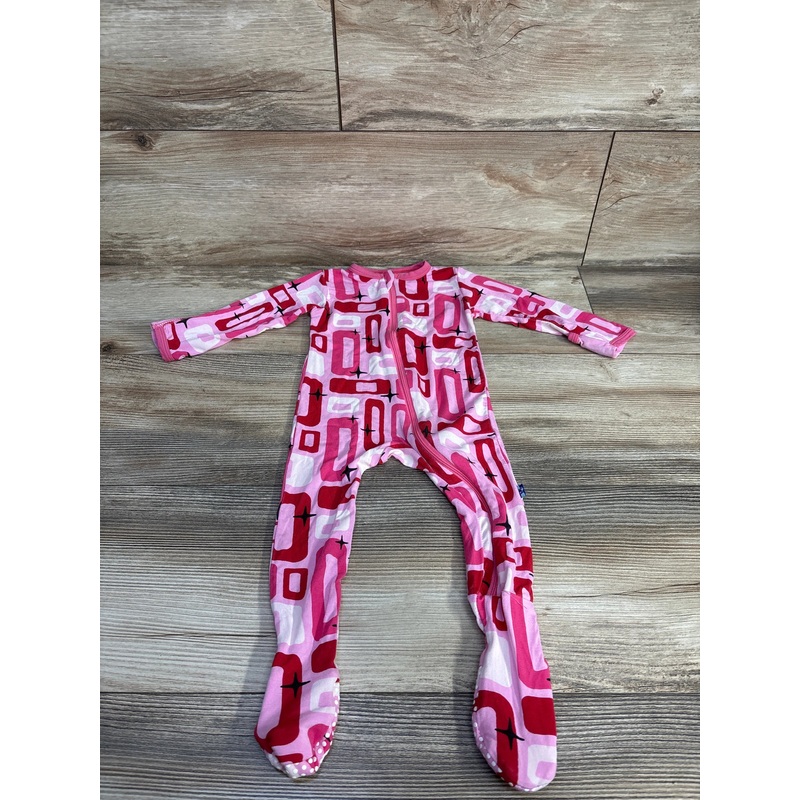 KicKee Pants Footie in Cotton Candy Mid Century Modern sz 6-9m Pink 6m