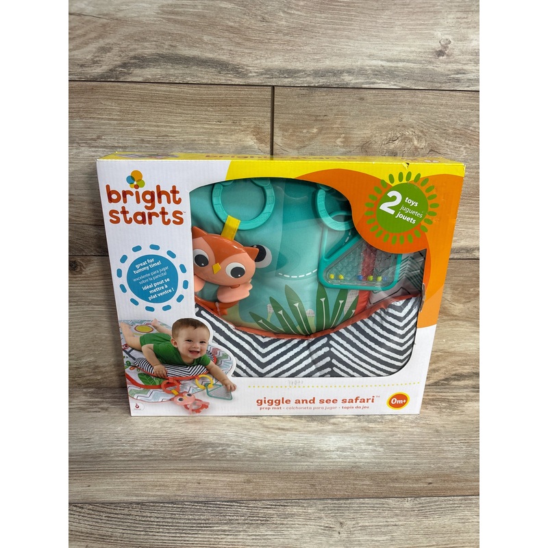 NEW Bright Starts Tummy Time Prop Mat in Giggle & See Safari
