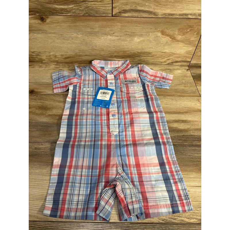 NEW Columbia Plaid Romper Blue/Red sz 18-24m Blue 18m