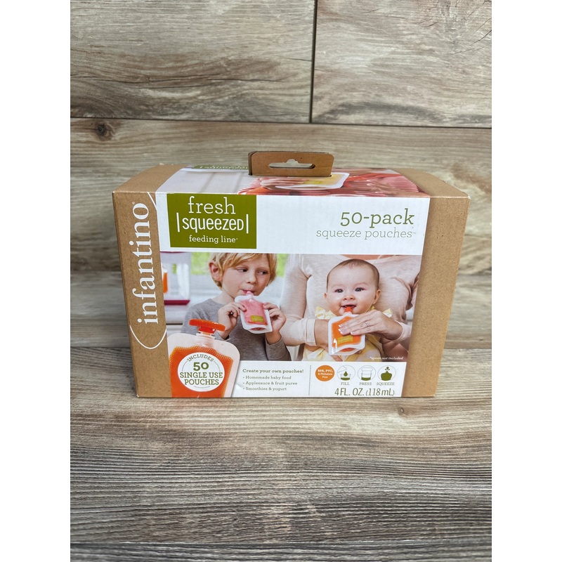 NEW Infantino Disposable Squeeze Pouches, 50ct
