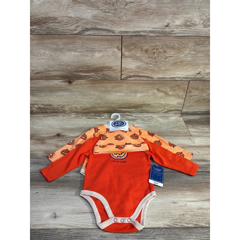 NEW Life is Good 3pc Pumpkin Bodysuit Set Orange sz 6-9m Orange 6m