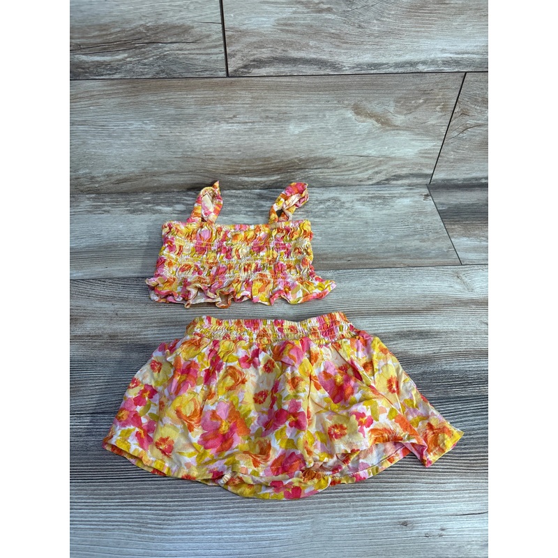 Old Navy 2pc Floral Smocked Top & Skirt Set Yellow sz 6-12m Yellow 6m
