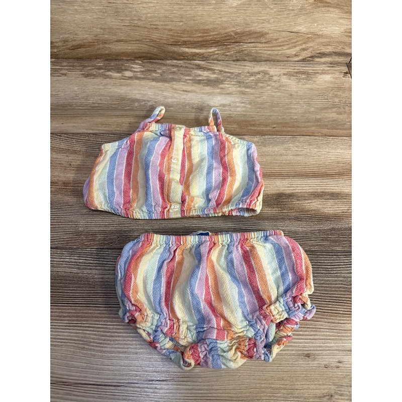 Old Navy 2pc Rainbow Striped Top & Bloomers sz 6-12m Multicolor 6m