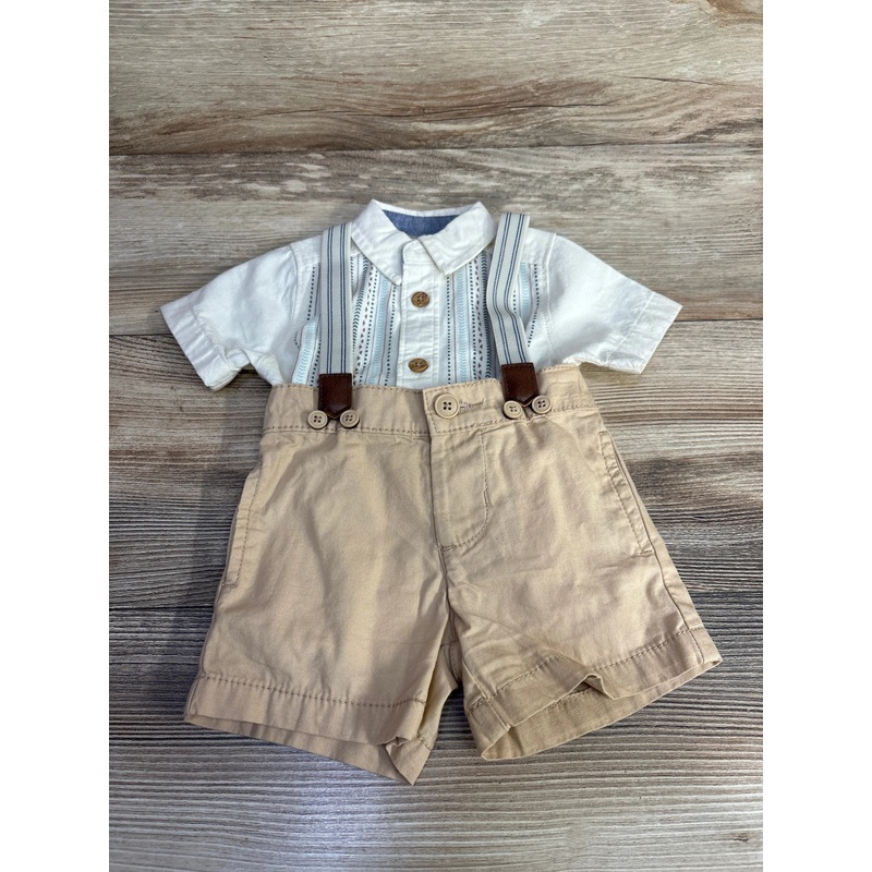 Oshkosh 3pc Suspender Short Set White sz 3m White 3m