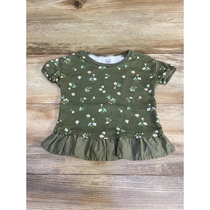 Carter’s Floral Peplum Shirt Green sz 24m Green 24m