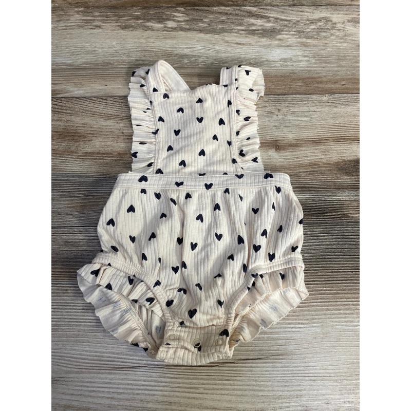 Cat & Jack Heart Print Ruffle Romper Cream sz 6-9m Cream 6m