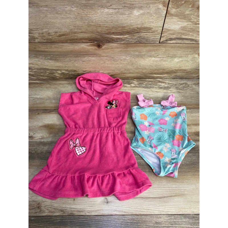 Disney Junior Minnie Mouse 2pc Swimsuit & Cover Up Set Pink sz 18m Pink 18m