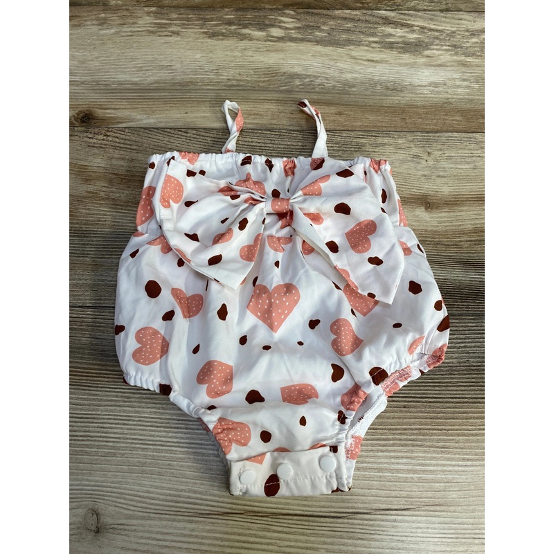 Heart Print Bubble Romper White sz 6m White 6m
