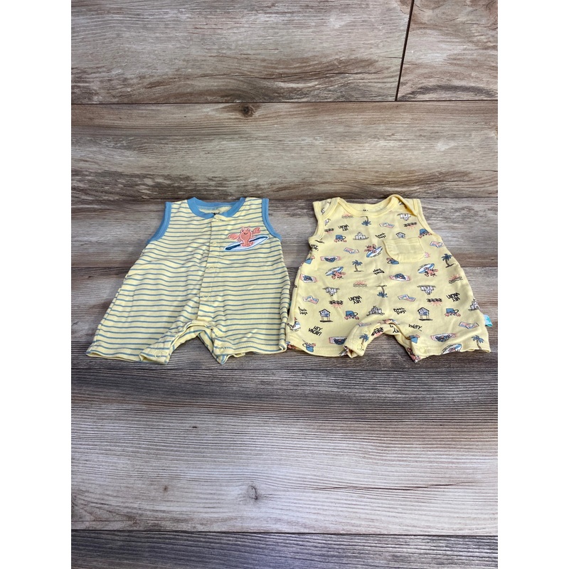 Millie & Myles 2pk Tank Shortie Romper Yellow sz 6-9m Yellow 6m