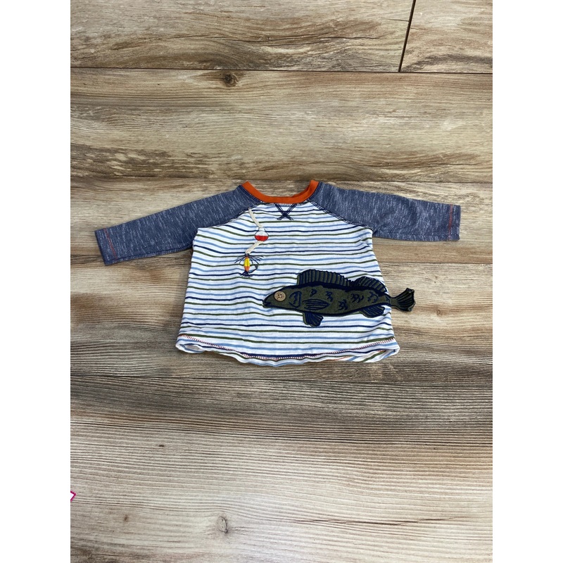 Mud Pie Fish Applique Raglan Shirt Grey sz 12-18m Grey 12m