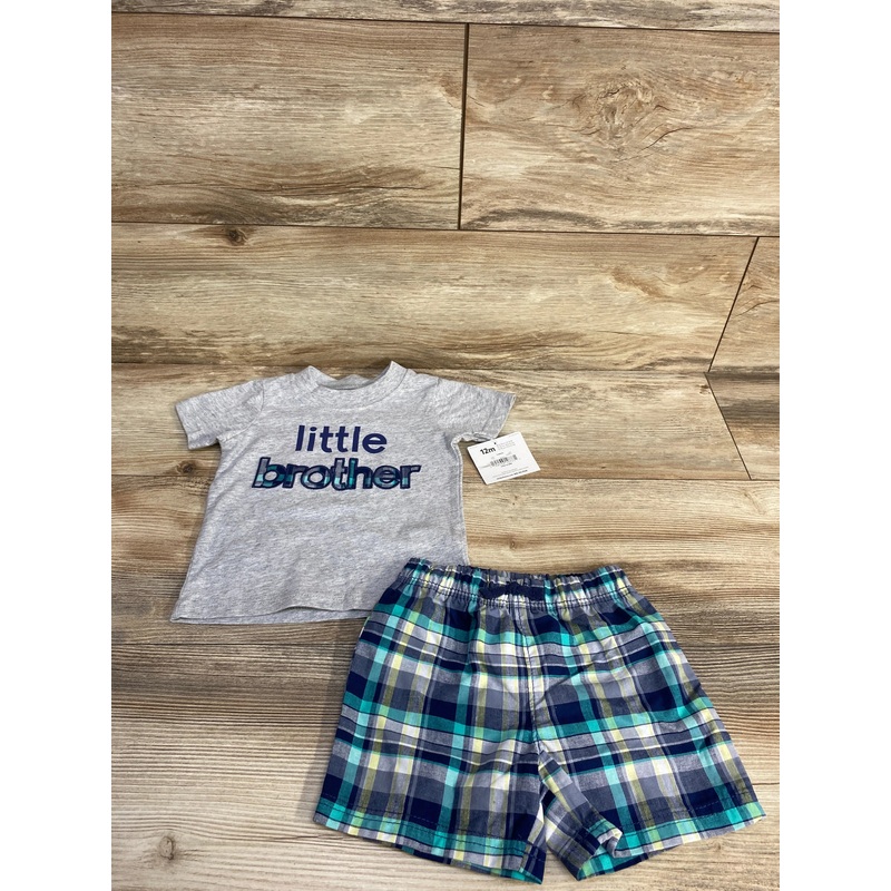 NEW Child Of Mine 2pc Little Brother Shirt & Shorts Grey sz 12m Grey 12m