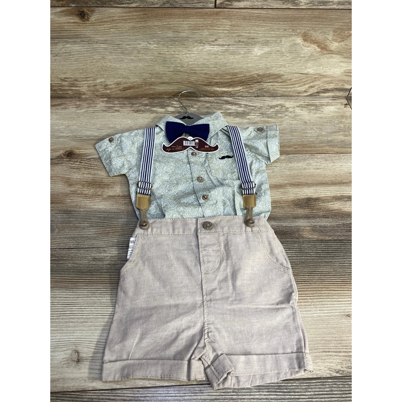 NEW Little Gent 4pc Suspender Short Set Green sz 3-6m Green 3m