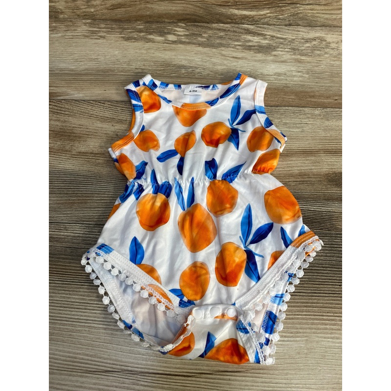 Peach Print Tank Romper White sz 6-9m White 6m