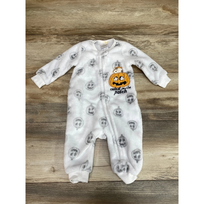Peanuts Snoopy Cutest In The Patch Fleece Coverall White sz 3-6m