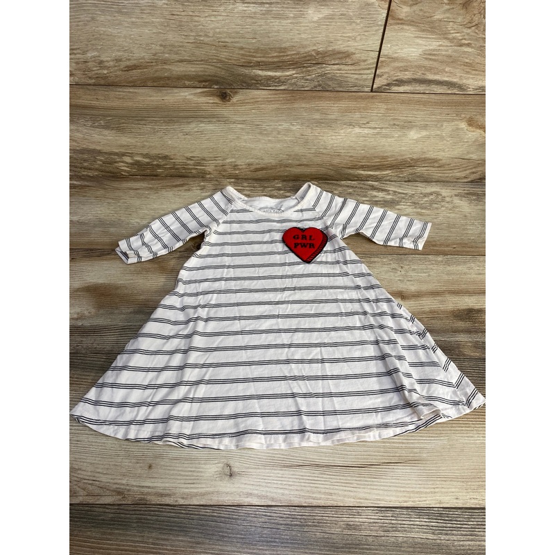Tiny Whales Striped Grl Pwr Dress White sz 3T White 3T