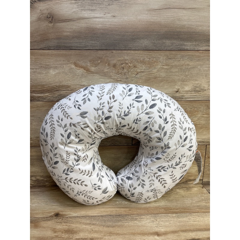 Boppy Nursing Pillow with Grey Taupe Leaves Slipcover