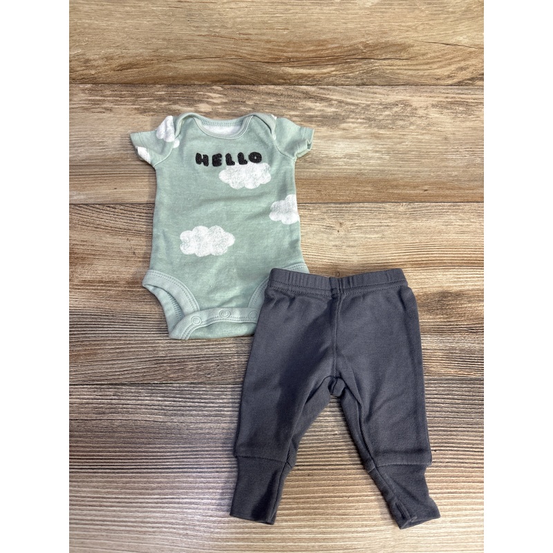 Child Of Mine 2pc Hello Bodysuit + Pants Set Green sz Preemie Green Preemie
