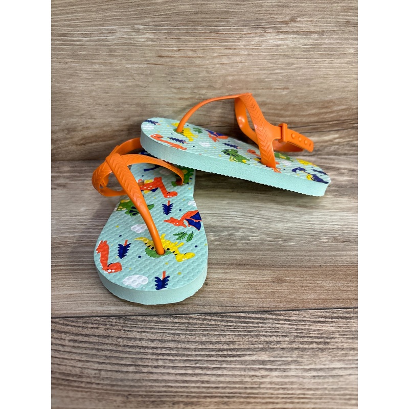 Dinosaur Flip Flops Orange sz 9/10