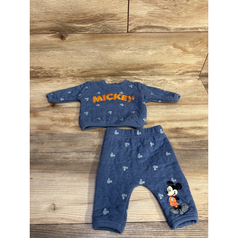 Disney Baby Mickey Mouse Quilted Shirt & Pants Set Blue sz 3m