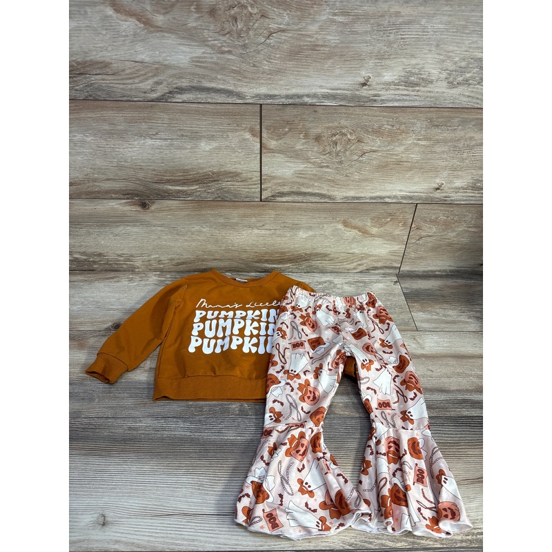Mommy’s Pumpkin Crew Sweatshirt & Bell Bottom Set sz 12-18m Bronze 12m Girls