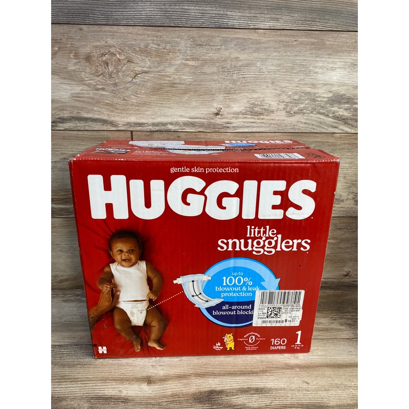 NEW Box of Huggies Little Snugglers Disposable Diapers 160ct. Size 1