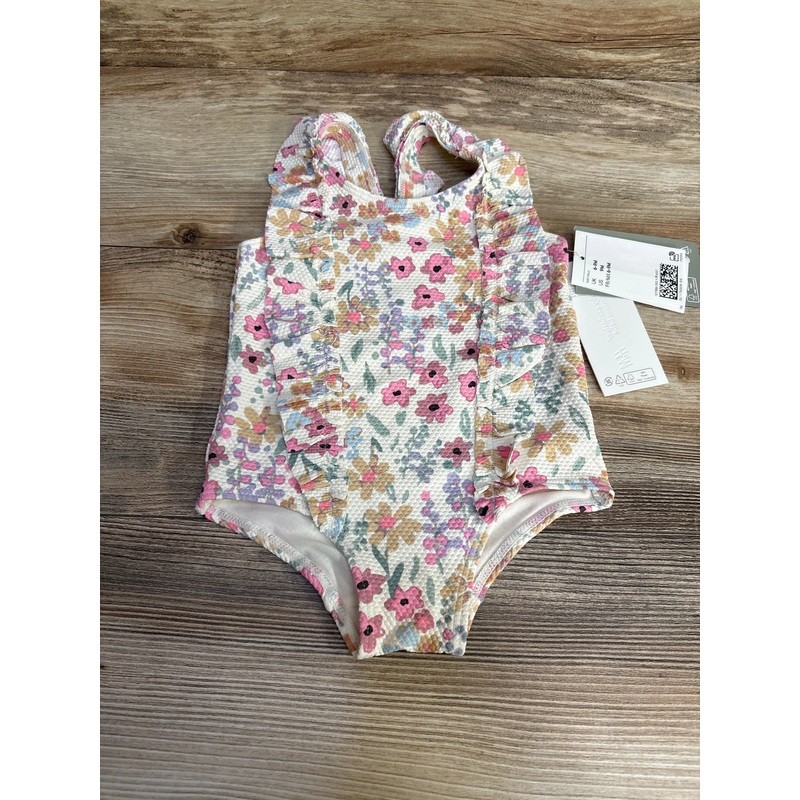 NEW H&M 1pc Floral Ruffle Swimsuit White sz 9m White 9m