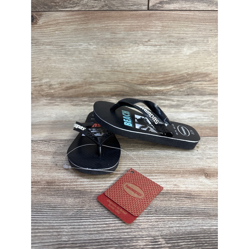 NEW Havaianas Flip Flops Beach & Surf Black sz 10c
