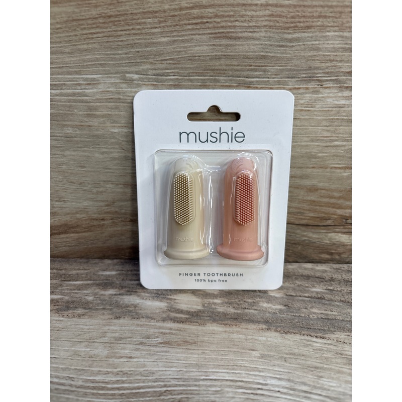 NEW mushie 2pk Finger Toothbrush in Blush/Shifting Sand