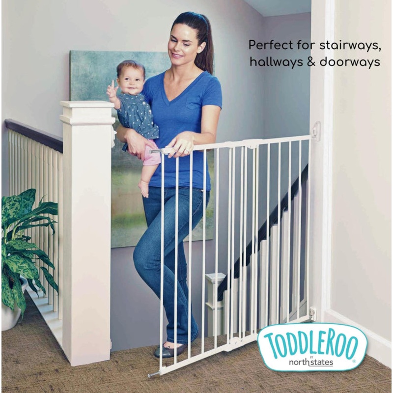 NEW Toddleroo by North States Tall Easy Swing & Lock Gate, Ivory 28.6″-47.8″