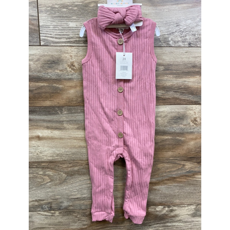 NEW Willow & Whimsy Sleeveless Rib Jumpsuit Pink sz 24m Pink 24m Girls