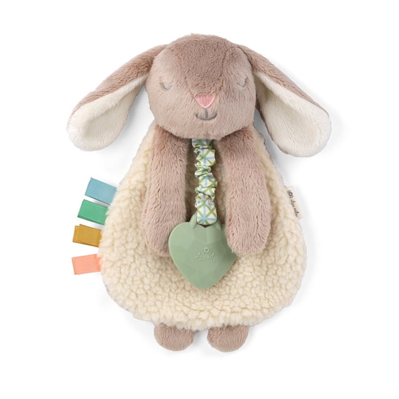 Itzy Lovey Taupe Bunny Plush with Silicone Teether Toy