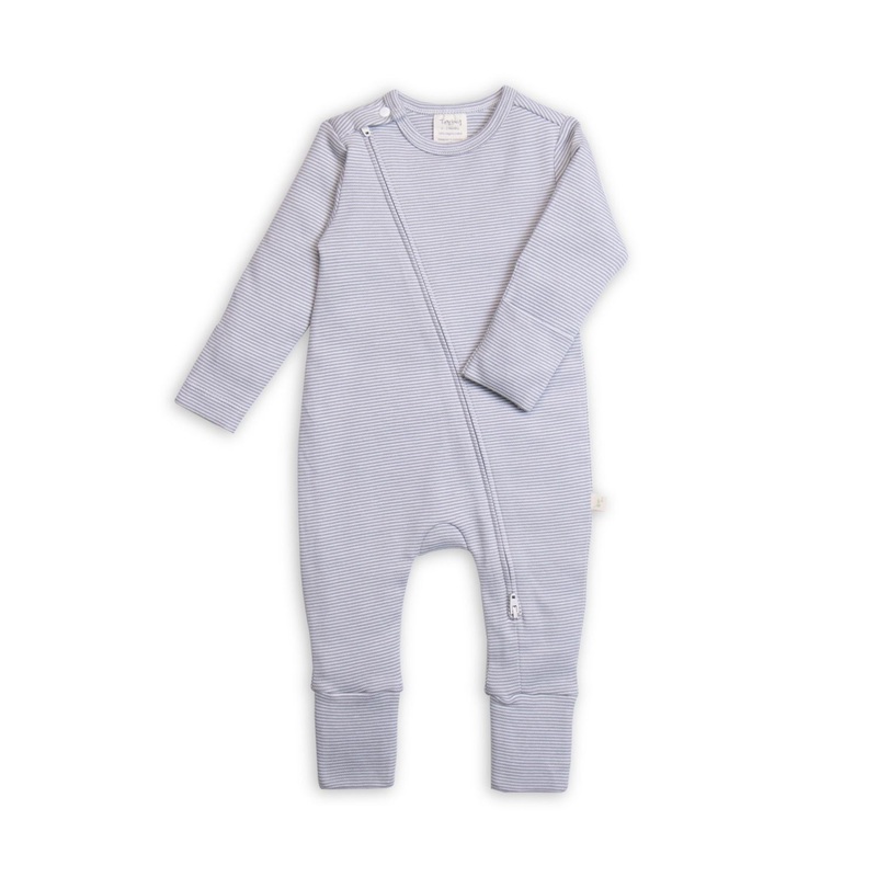 Long Sleeve Zipsuit – Drizzle Stripes NB
