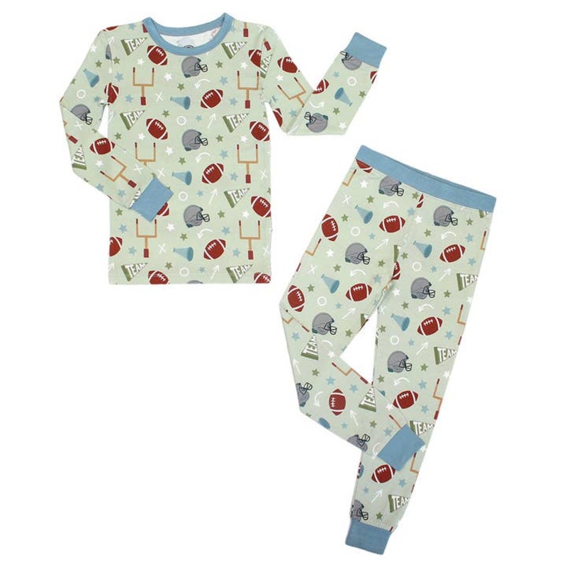 Bamboo Two Piece Long Sleeve Pajamas – Football Game Day 2T