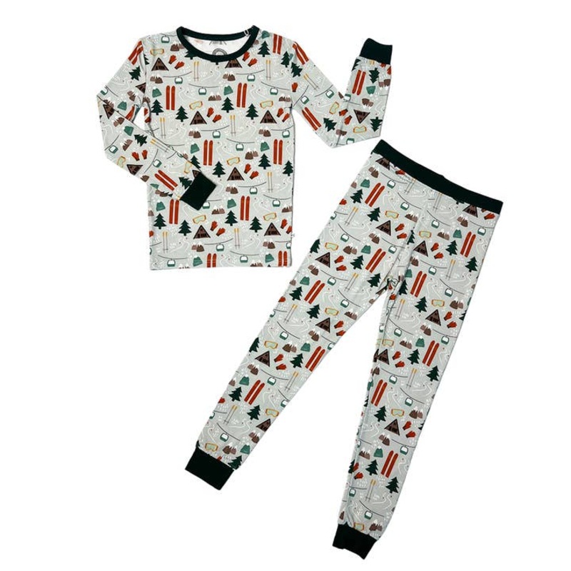 Bamboo Two Piece Long Sleeve Pajamas – Ski Day 2T
