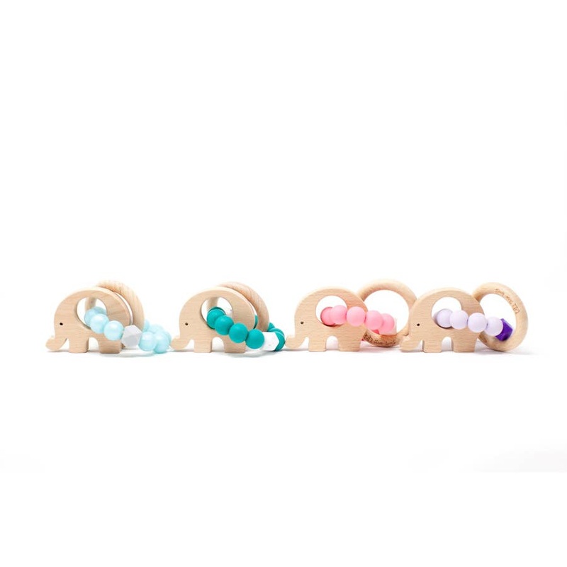 Elephant Teething Rattle – Various Colors Baby Blue
