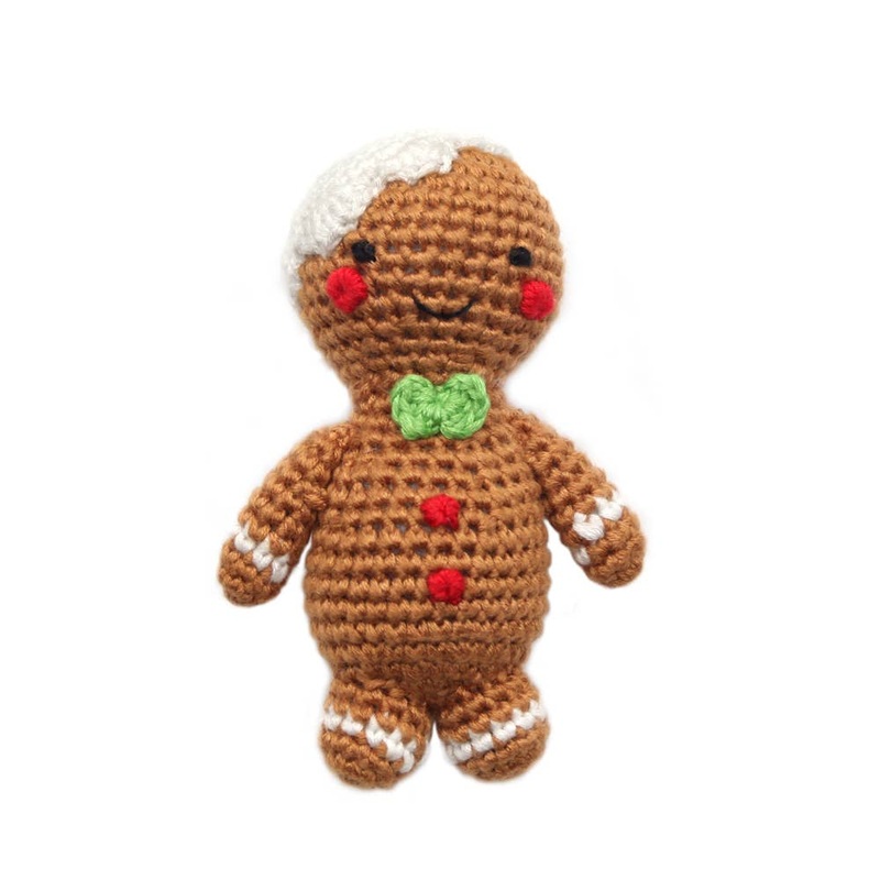 Hand Crocheted Rattle – Gingerbread Man