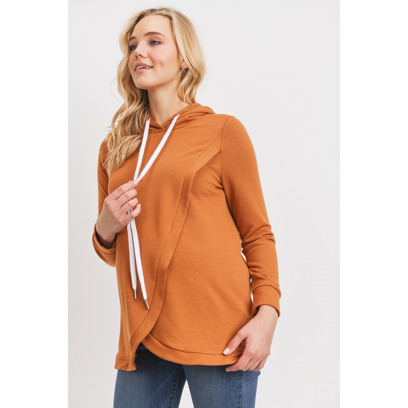 Heavy Brushed French Terry Maternity and Nursing Hoodie – Rust S